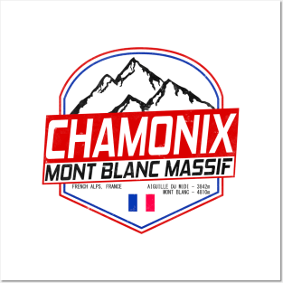 Retro Ski Chamonix Mont Blanc France Skiing and Mountain Biking Paradise Posters and Art